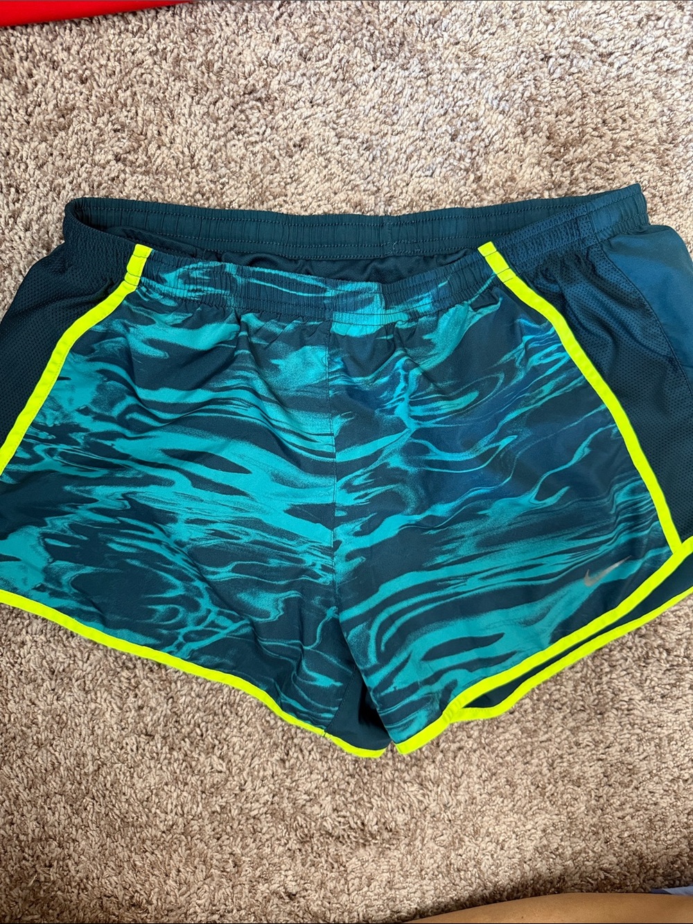 Nike Women's Teal Wave Athletic Shorts with Neon Trim